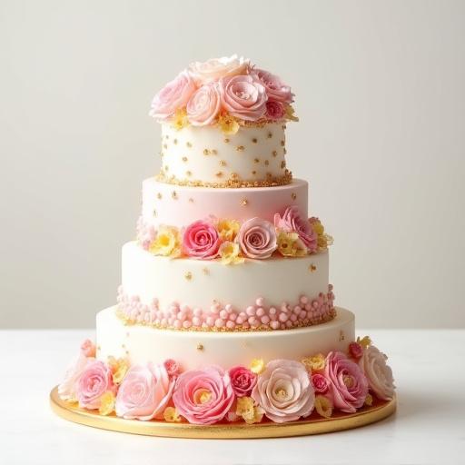 Elegante tarta de celebración de varios pisos