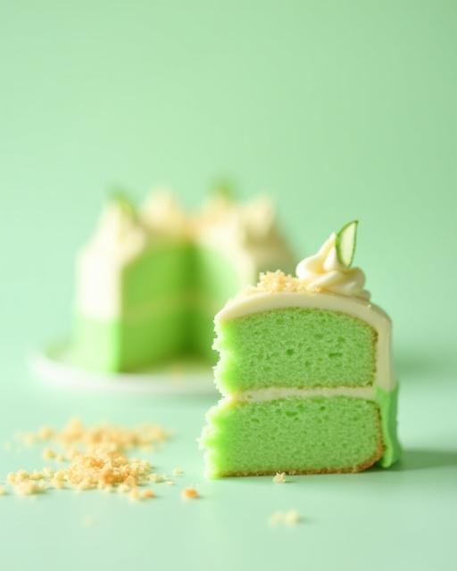 A delicate green pandan chiffon cake with coconut frosting.